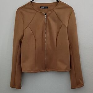 SHEIN Camel Zip-Up Blazer